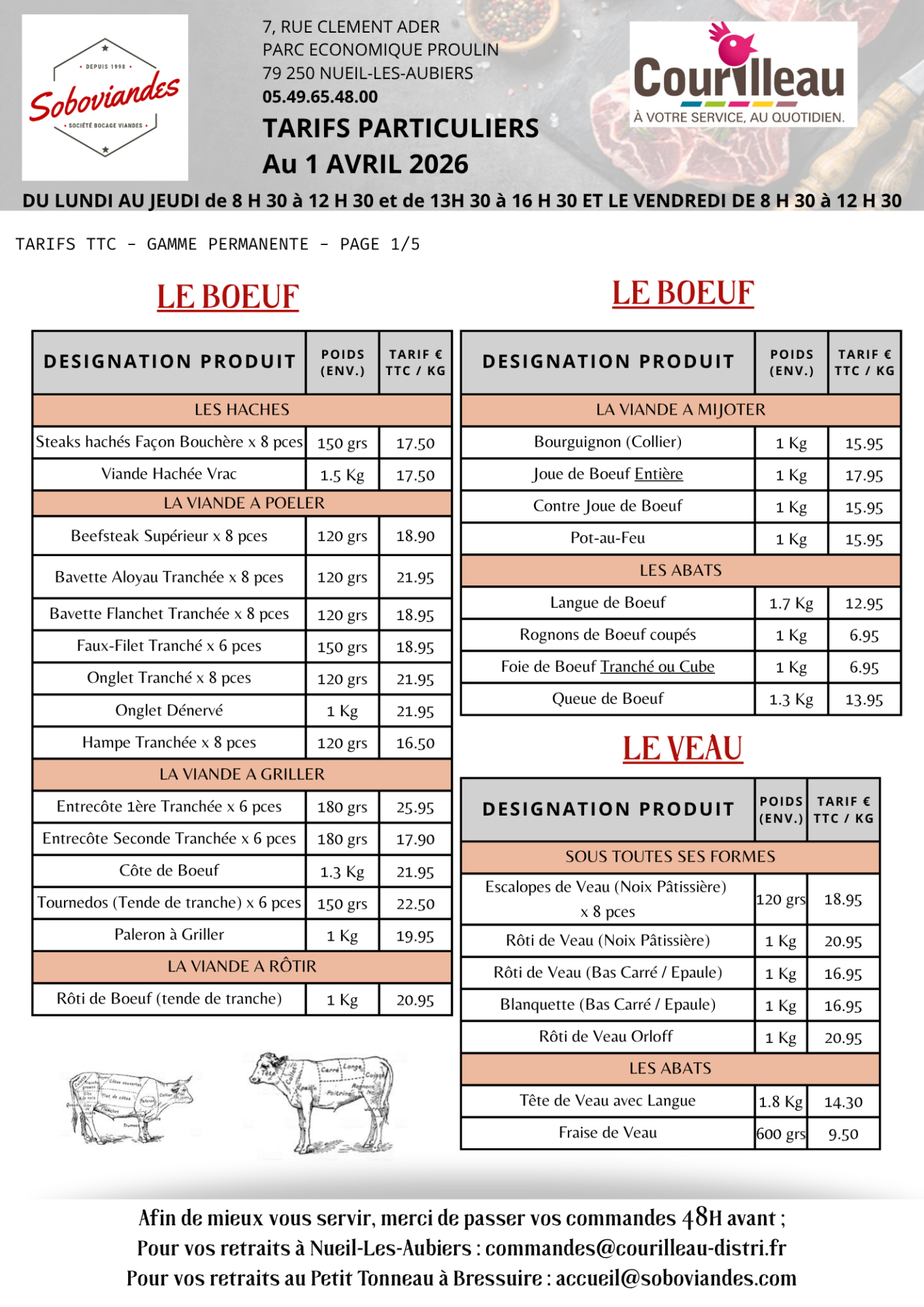 Tarifs particuliers 1
