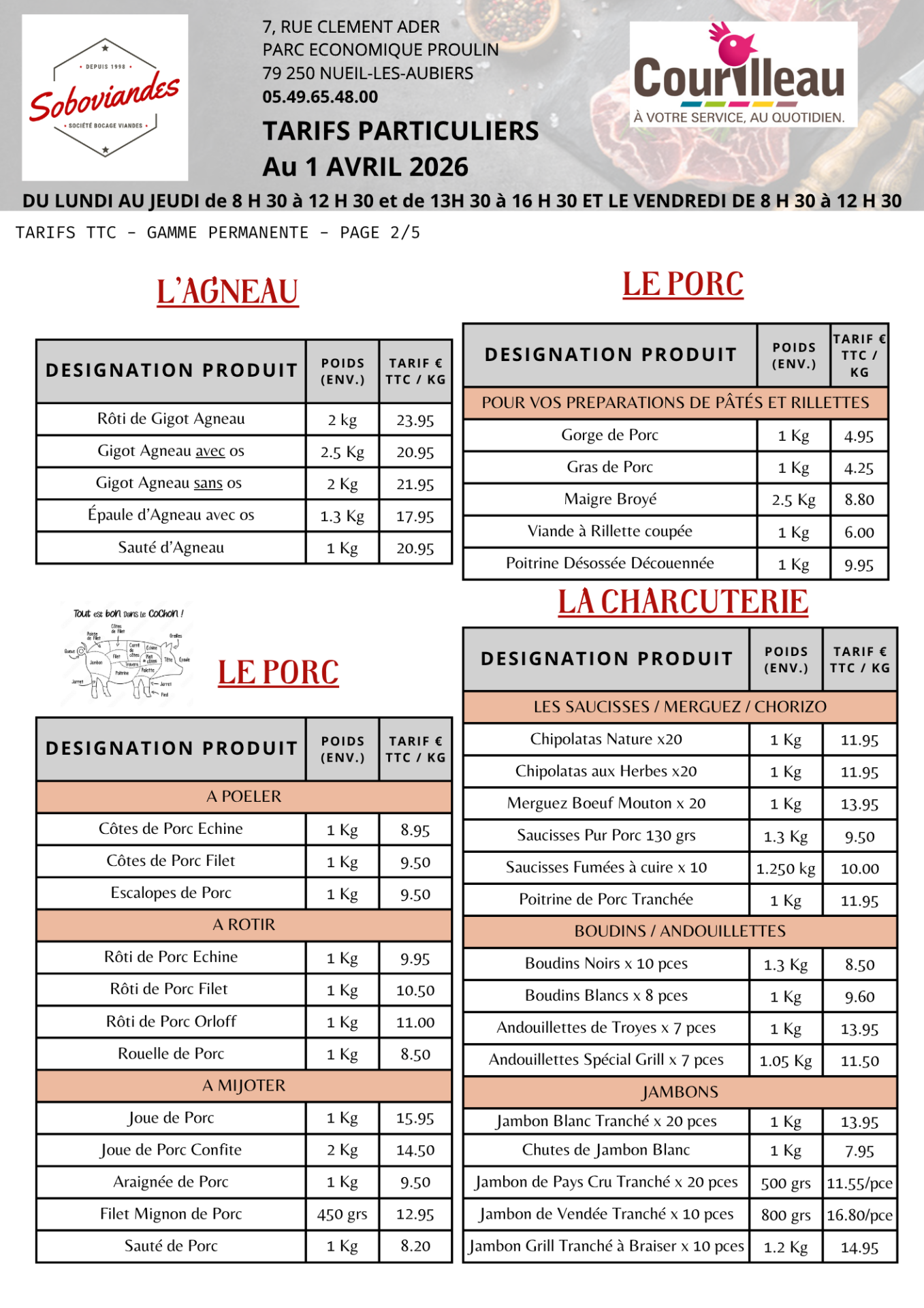 Tarifs particuliers 2