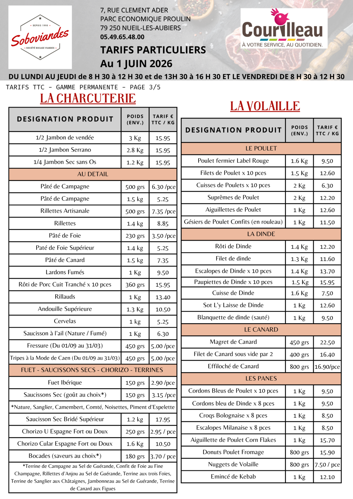 Tarifs particuliers 3