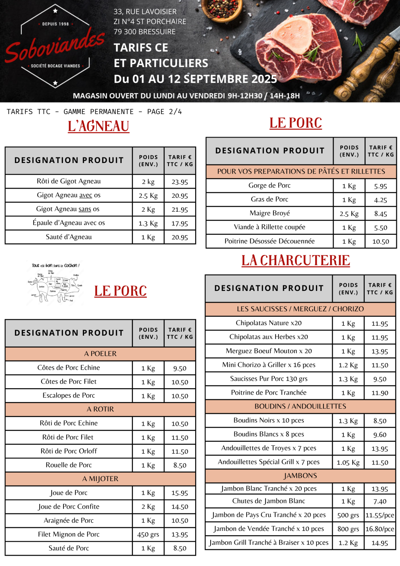 Tarifs particuliers 2