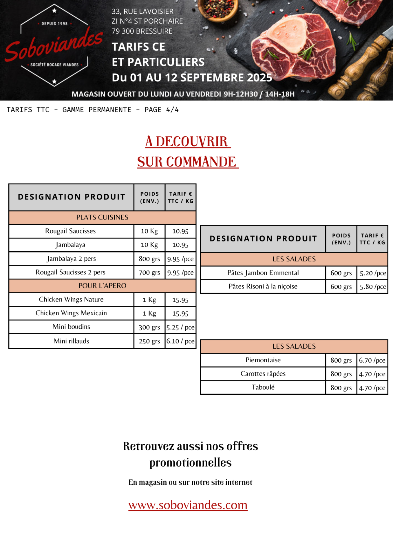 Tarifs particuliers 4