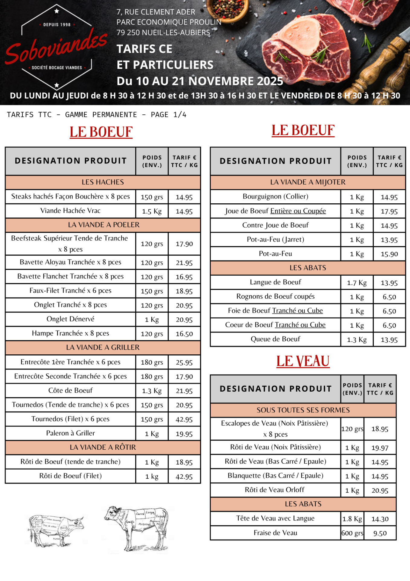 Tarifs particuliers 1