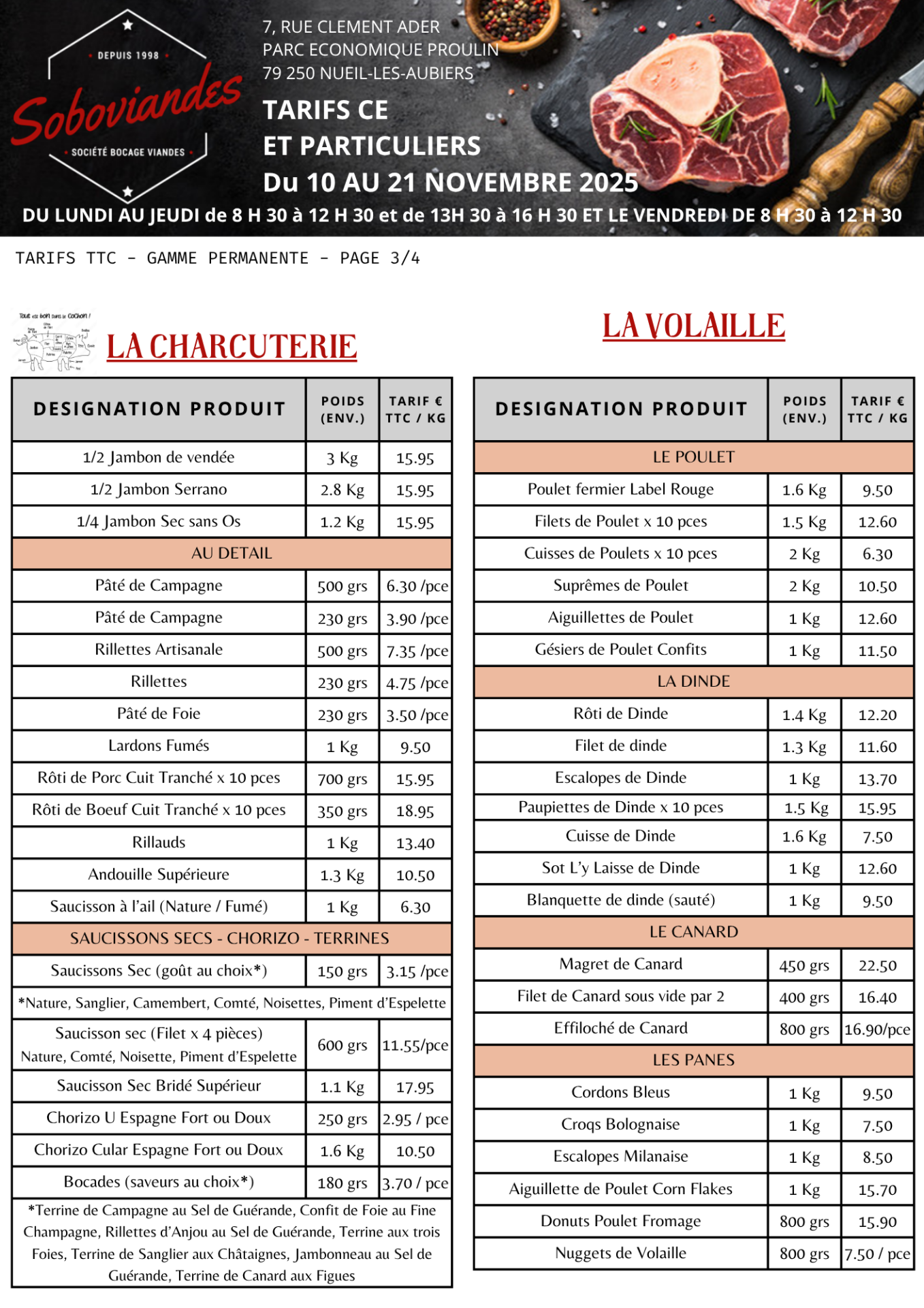 Tarifs particuliers 3