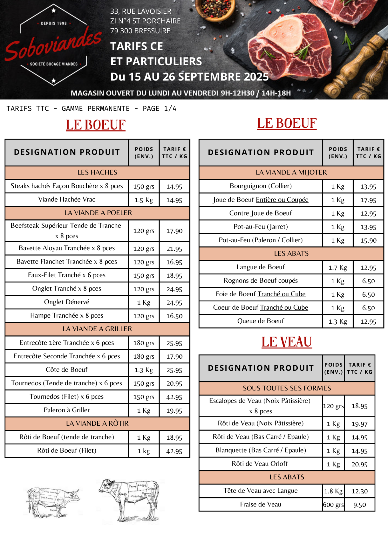 Tarifs particuliers 1