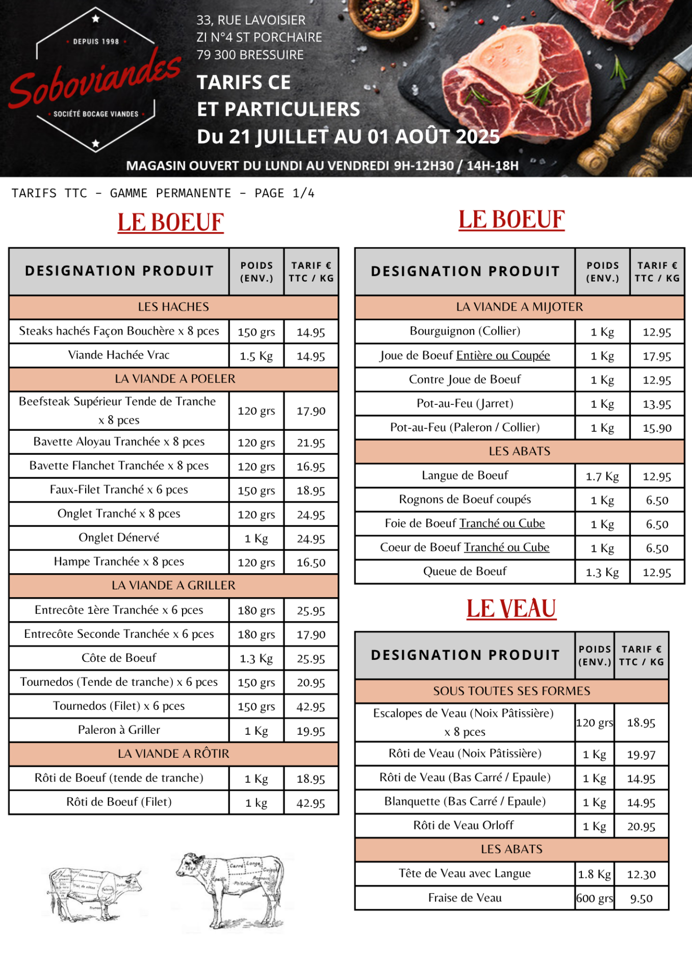 Tarifs particuliers 1