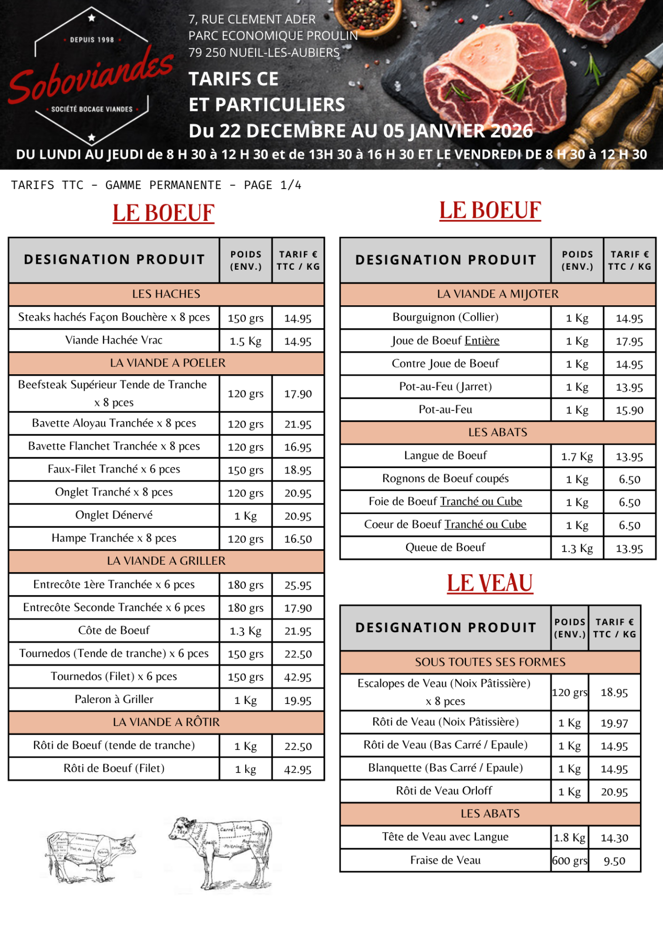 Tarifs particuliers 1