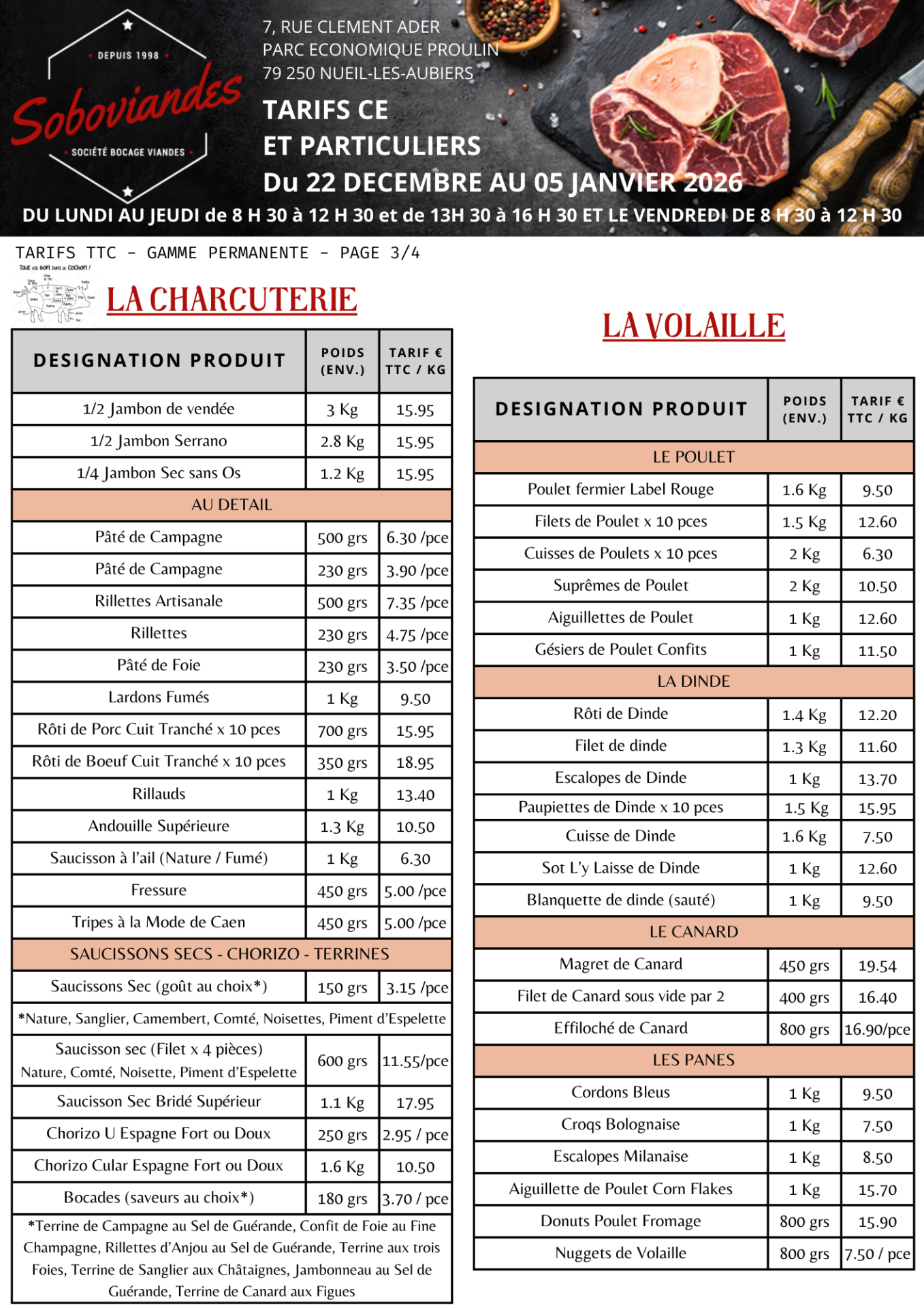 Tarifs particuliers 3