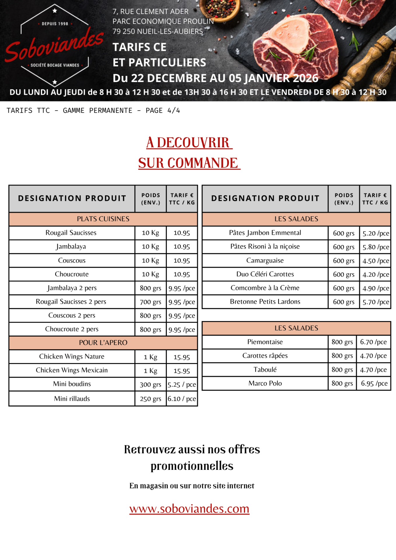 Tarifs particuliers 4