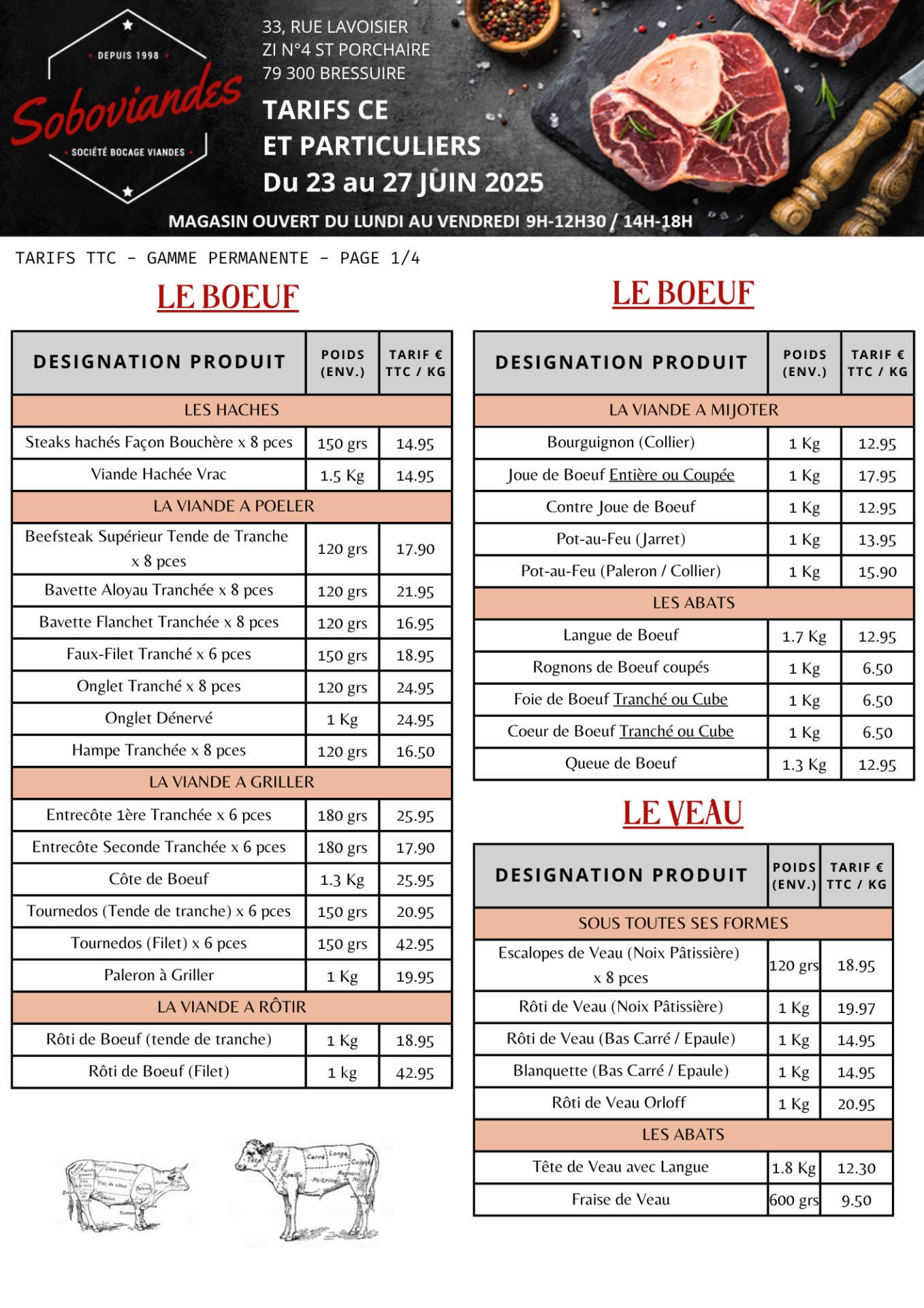 Tarifs particuliers 1