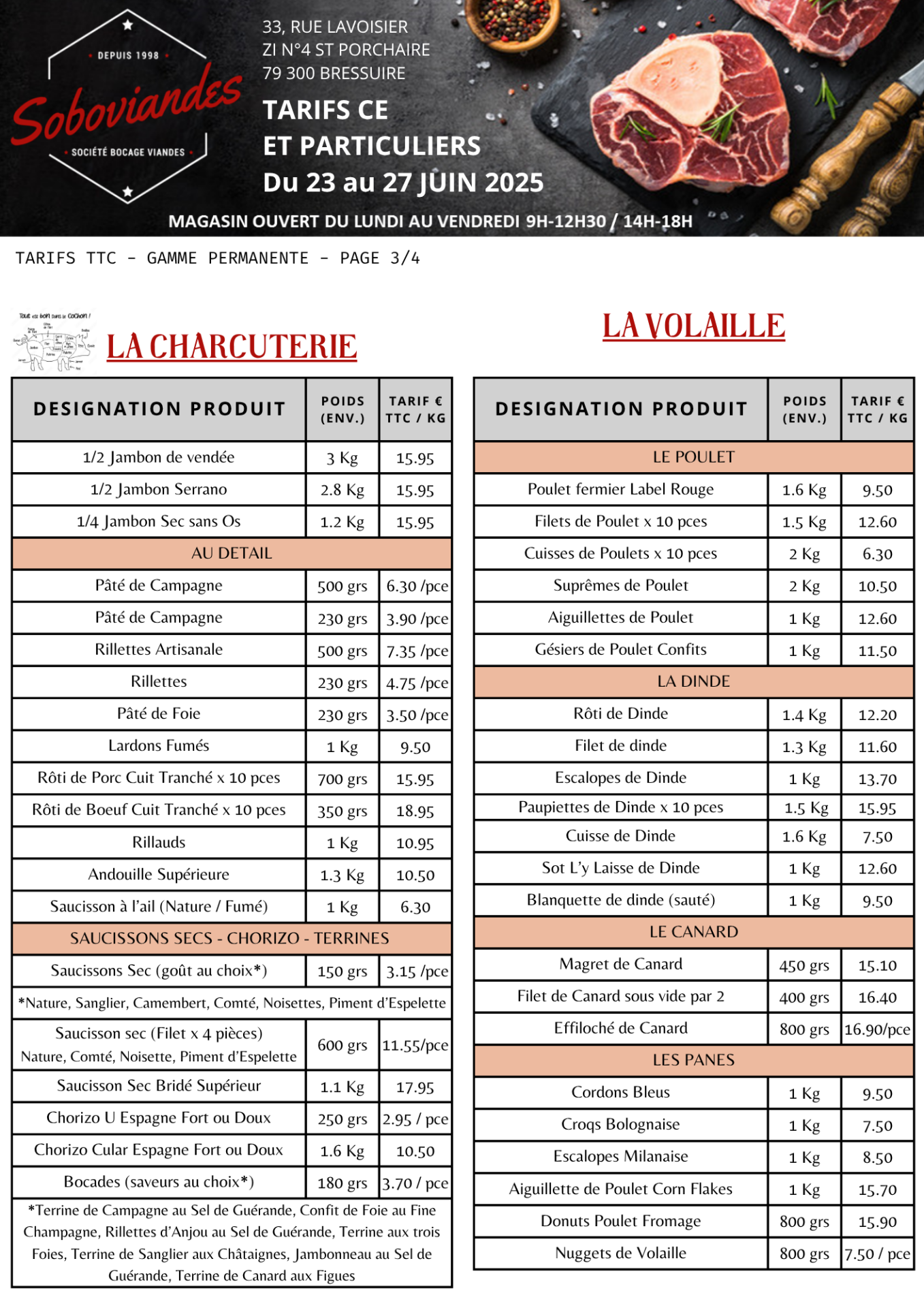 Tarifs particuliers 3