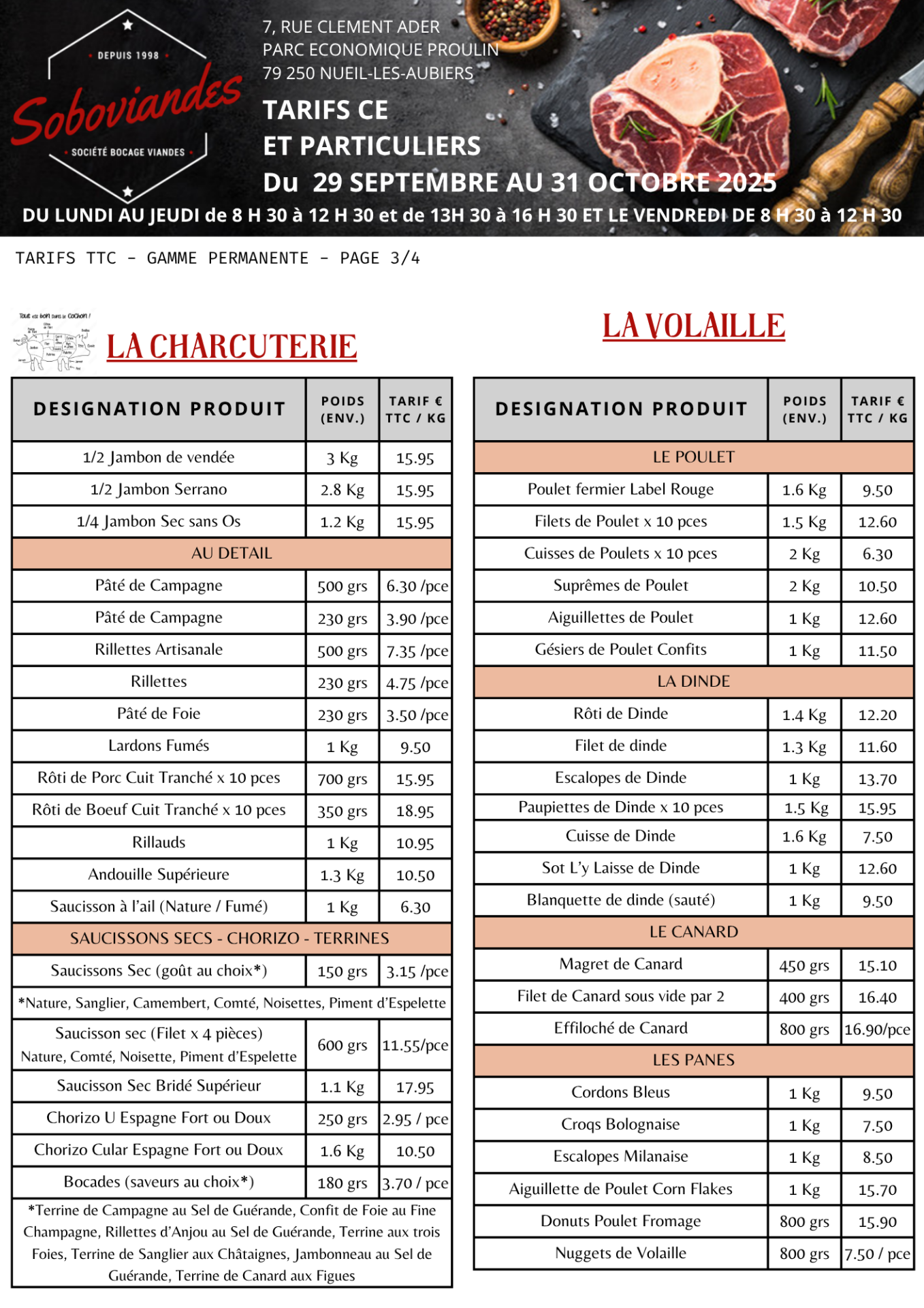 Tarifs particuliers 3