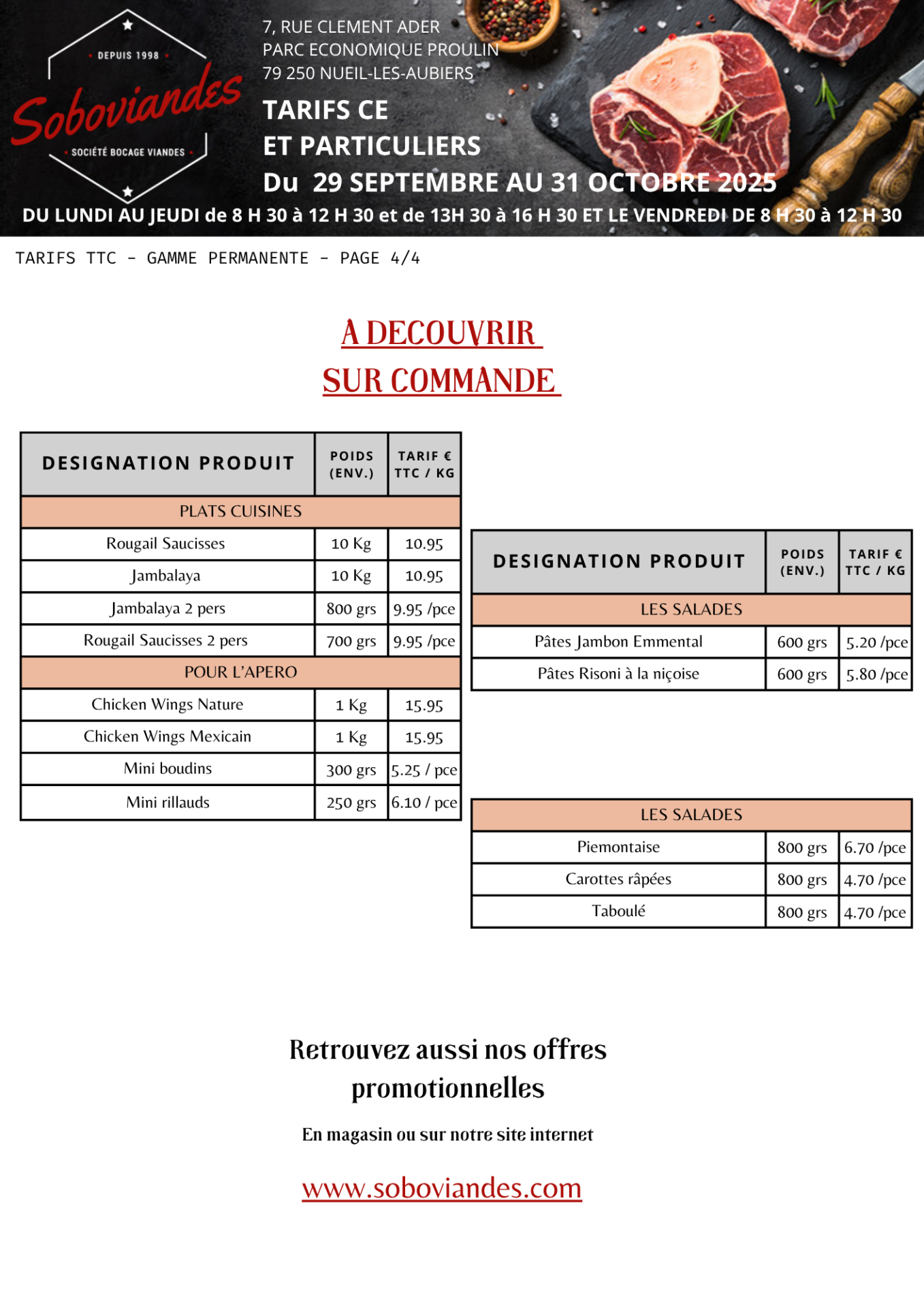 Tarifs particuliers 4