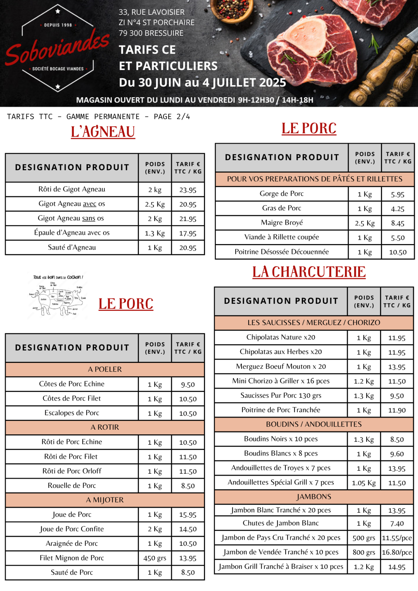 Tarifs particuliers 2