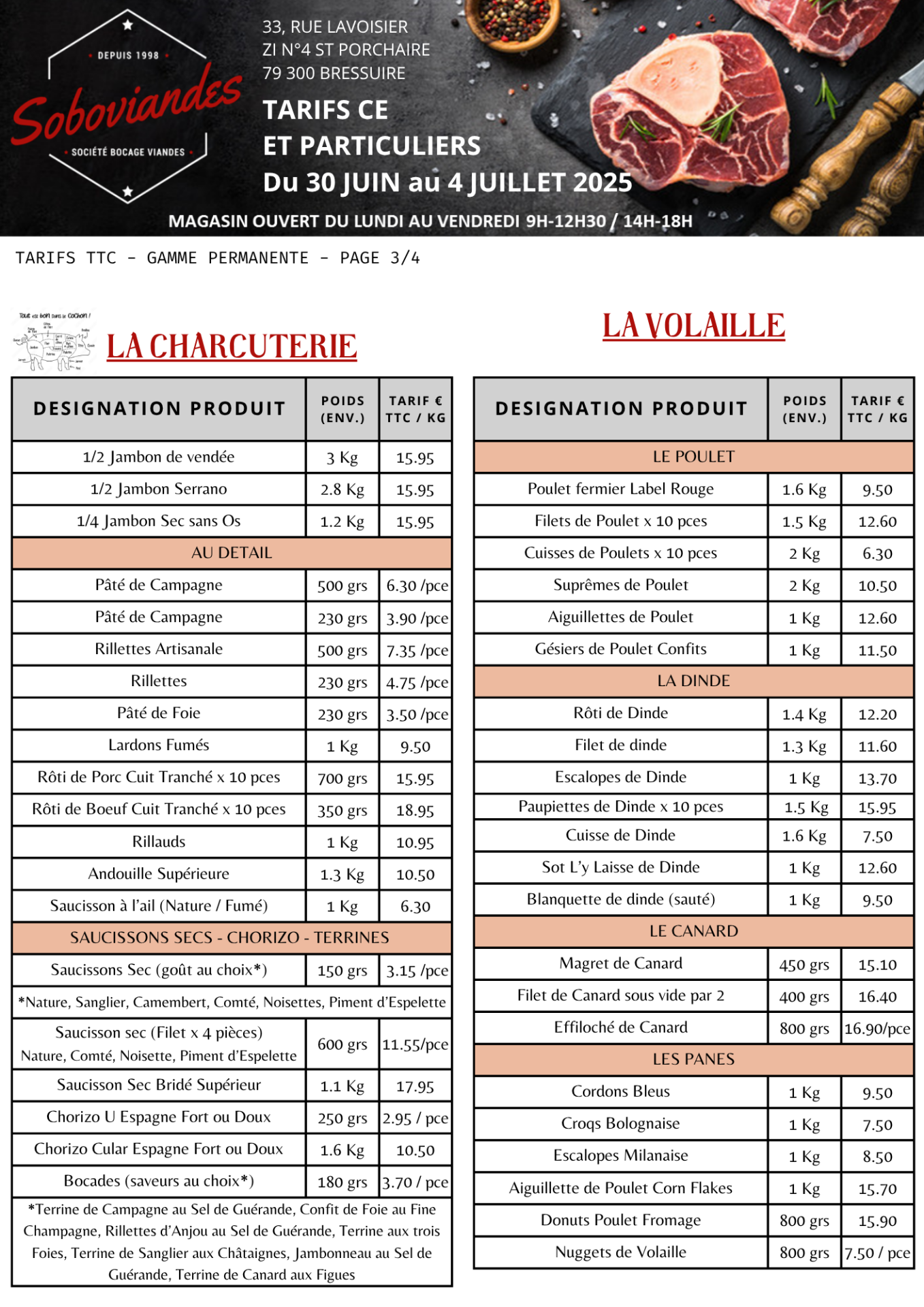 Tarifs particuliers 3