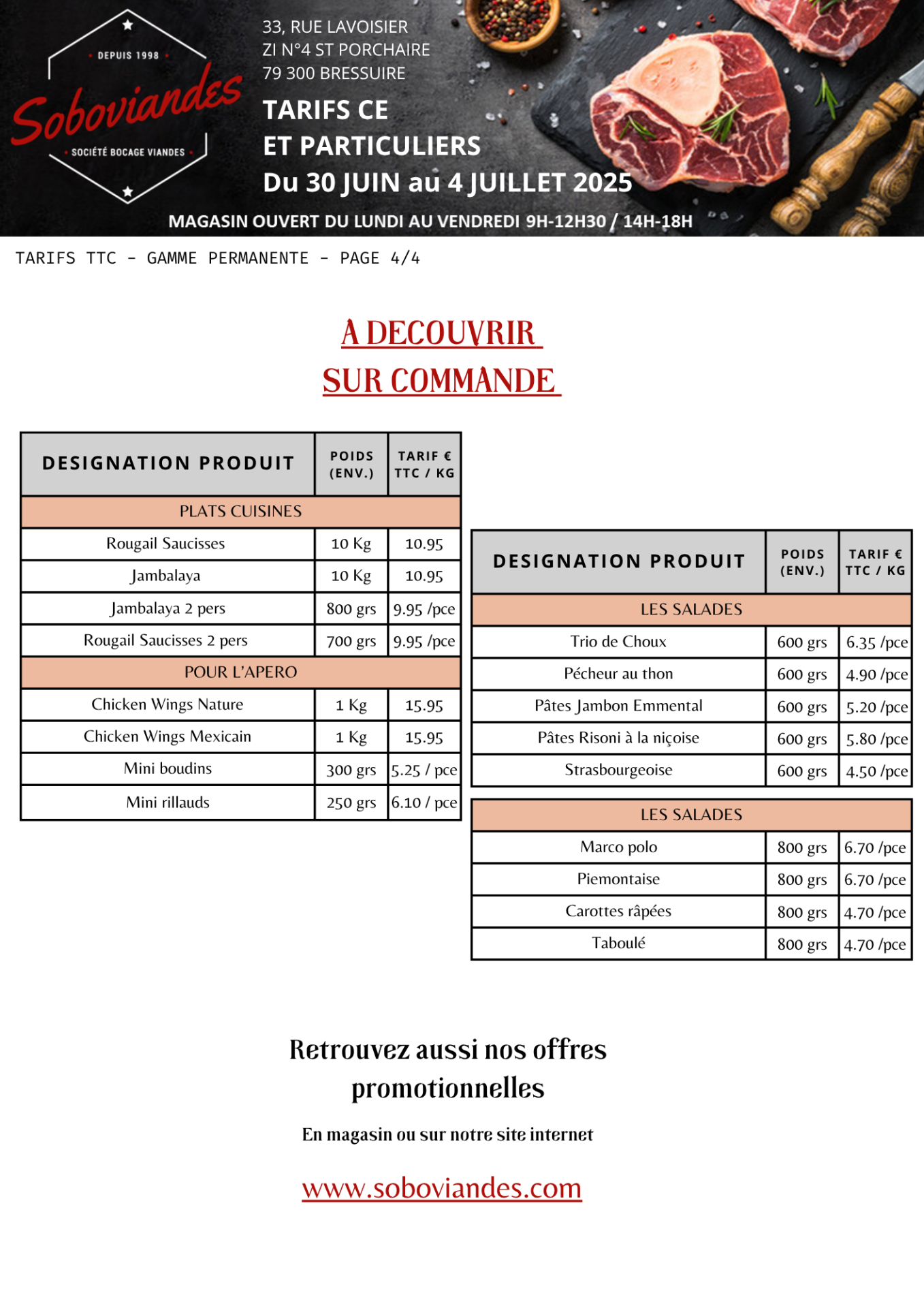Tarifs particuliers 4