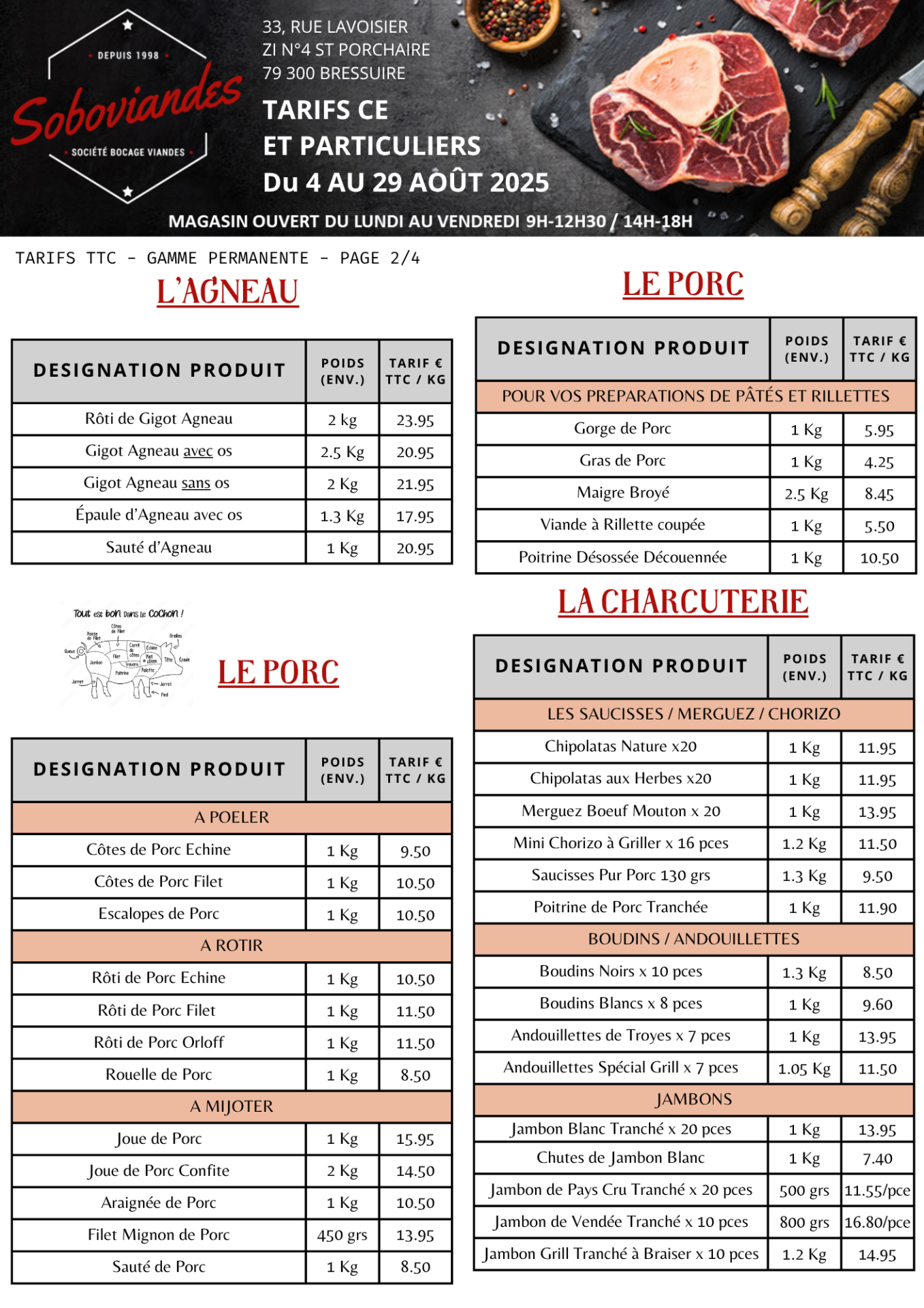 Tarifs particuliers 2
