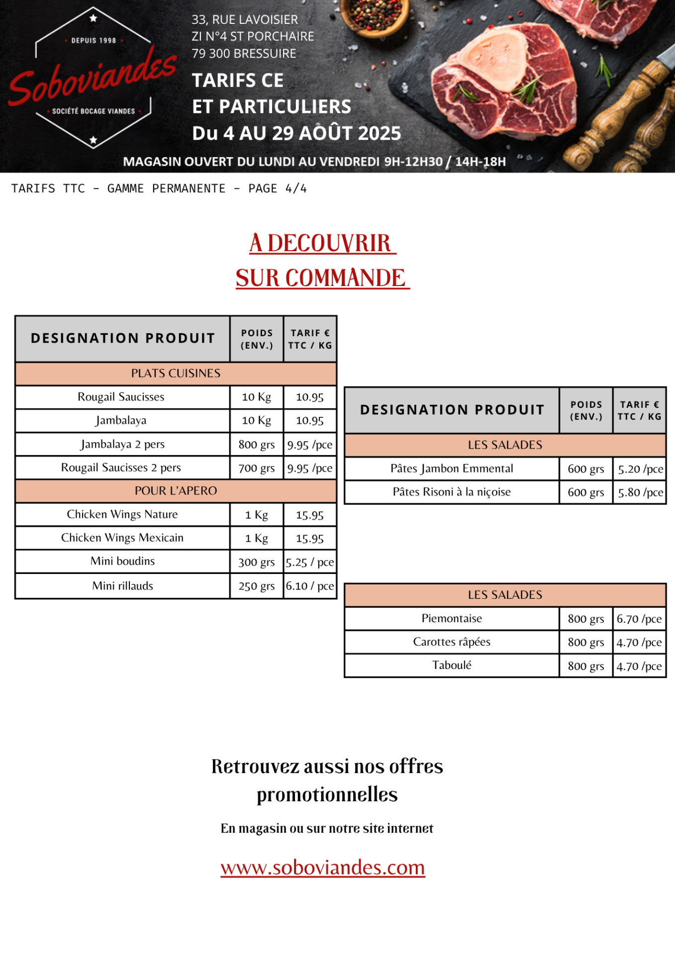 Tarifs particuliers 4