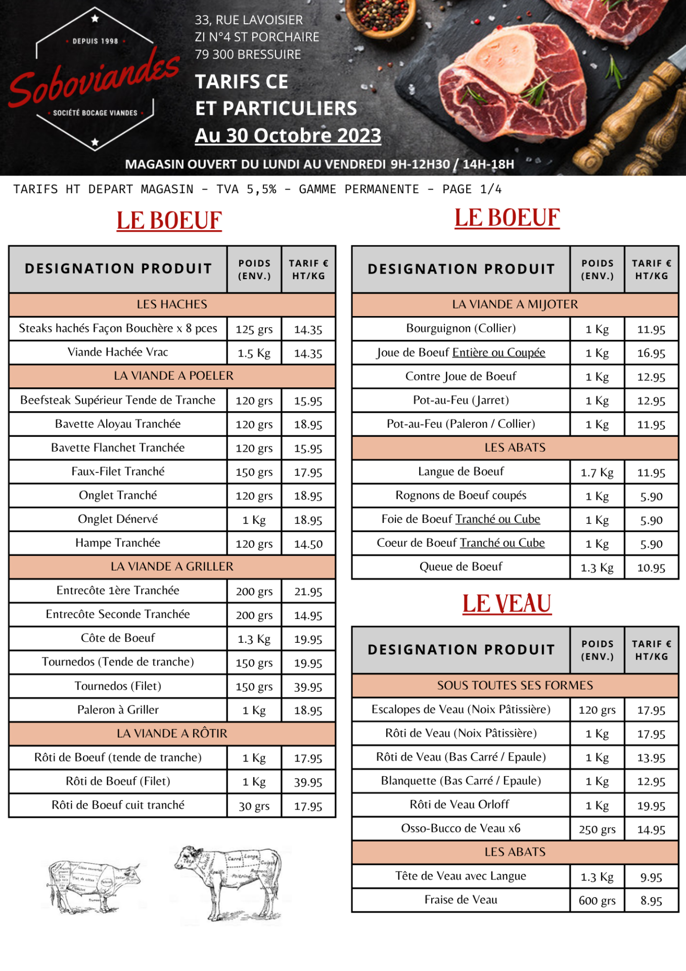 Tarifs particuliers